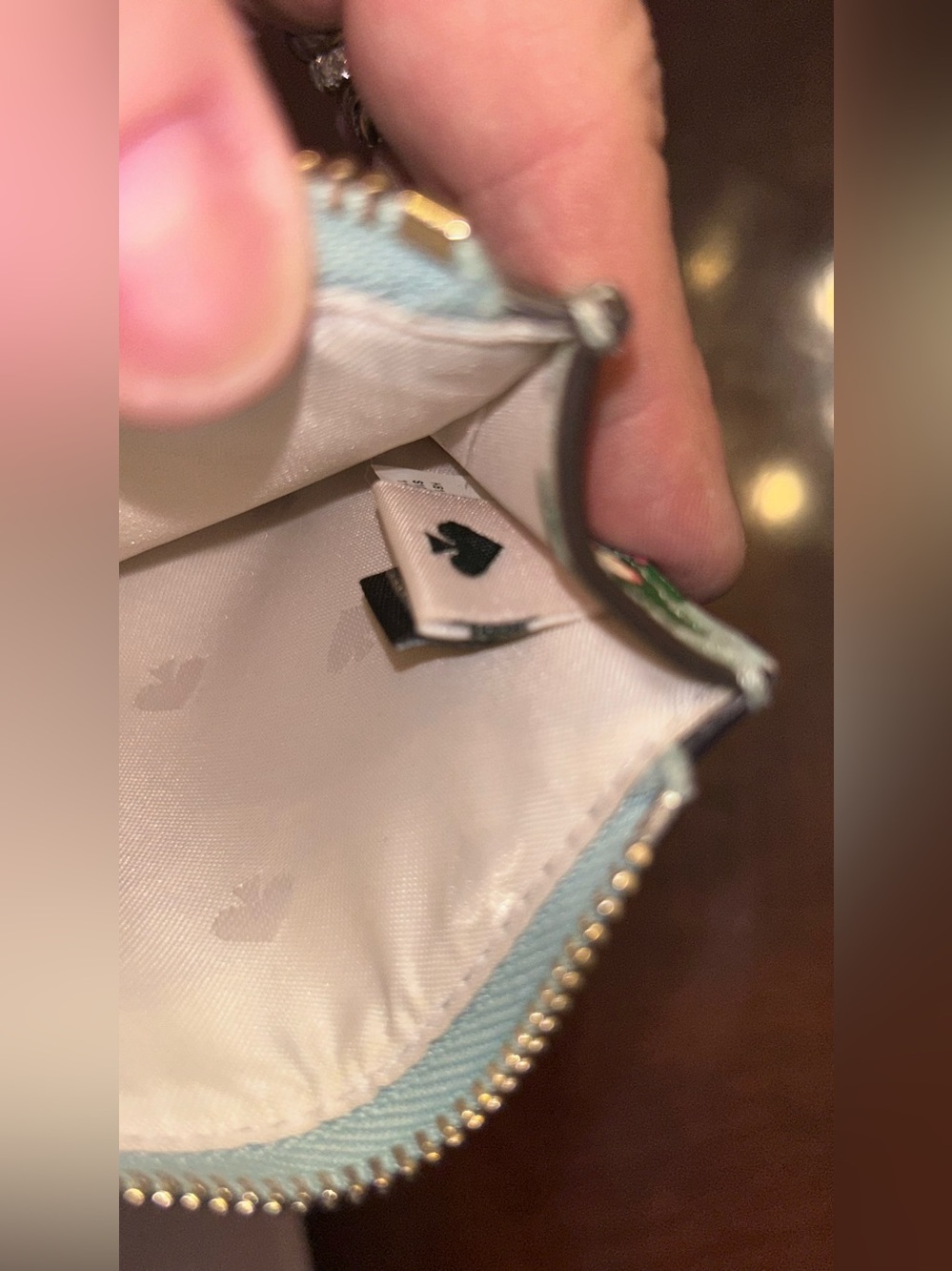 kate spade Floral Card Holder Keychain and Mirror NWOT Green White Glitter - Picture 12 of 14